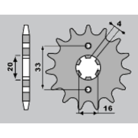 JR priekinė žvaigždė 514 12 KAWASAKI KX 125 '84-'93 (JTF422.12)