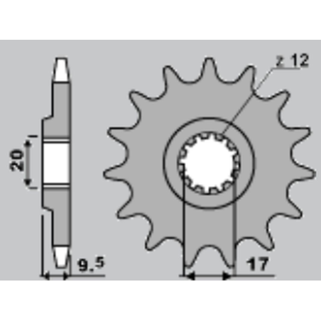 JR front sprocket 7005 12 KTM SX 65 '98-'15 (JTF1906.12)