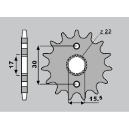 CHT priekinė žvaigždė 332 14 (A4250273140) HONDA CR 80/85