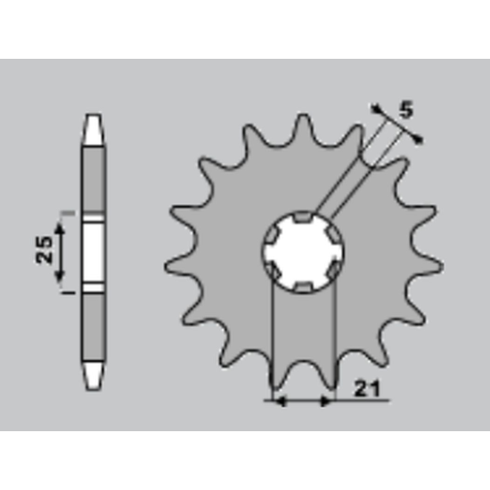 CHT front sprocket 569 14 (569-14) 569 14 KAWASAKI KX 250 '87-'98, YAMAHA YZ 250 '77-'98, XV 250`89-15 (JTF569.14) (step