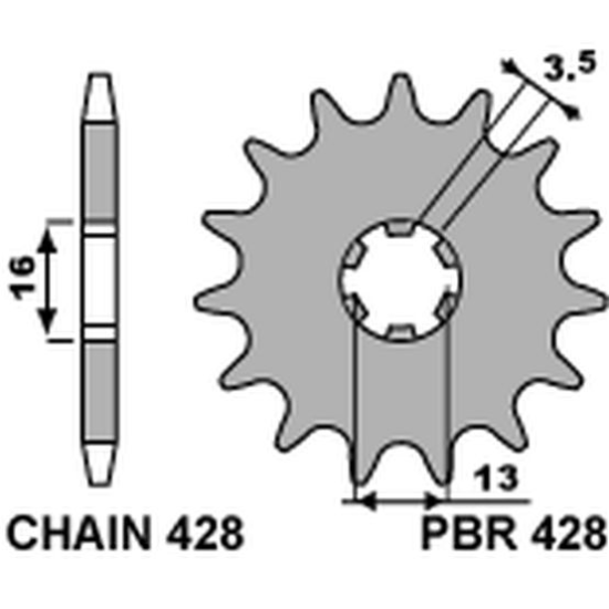 PBR front sprocket 428 12 SUZUKI JR 50 82-04 (pitch 428)