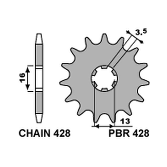 PBR front sprocket 428 12 SUZUKI JR 50 82-04 (pitch 428)