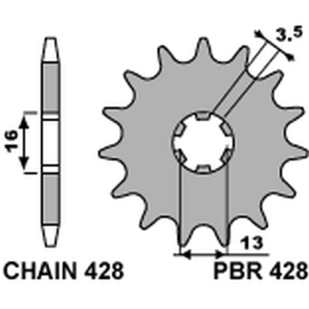 PBR priekinė žvaigždė 428 12 SUZUKI JR 50 82-04 (žingsnis 428)