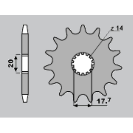 JR front sprocket 577 17 (55817JT) YAMAHA YZ 80/85, DT 125R, TDR 125 (JTF558.17)
