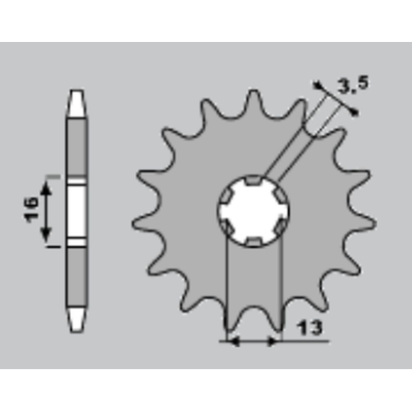 JR front sprocket 428 13 SUZUKI DR-Z 70 '08-'18, DR-Z 50 '19-'21, TS/GT 80 '81-'82, JR/DS 80 '82-'04