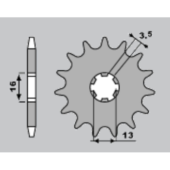 JR front sprocket 428 14 SUZUKI DR-Z 70 '08-'18, DR-Z 50 '19-'21, TS/GT 80 '81-'82, JR/DS 80 '82-'04