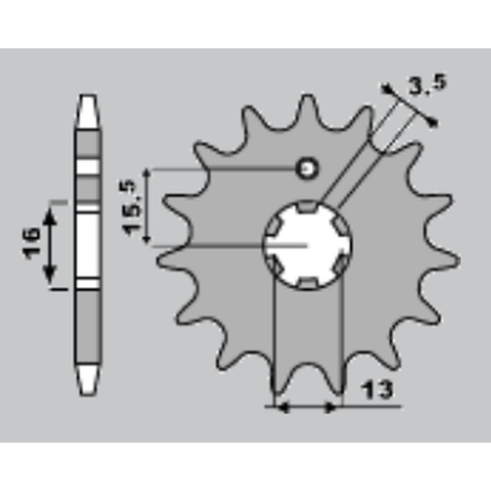JR priekinė žvaigždė 542 13 YAMAHA DT 80 MX '83-'84