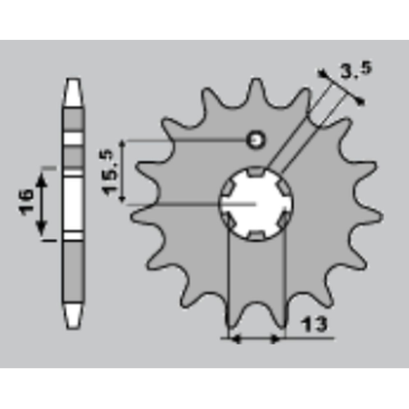 JR priekinė žvaigždė 542 13 YAMAHA DT 80 MX '83-'84