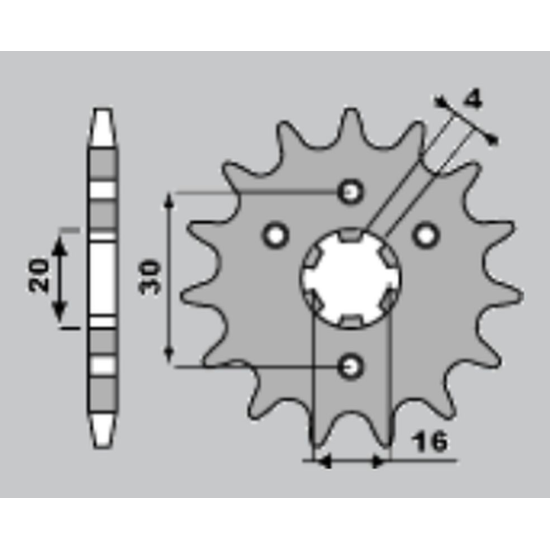 CHT front sprocket 517 16 KAWASAKI BN 125 98-07, KDX 125 90-99 KMX 200 (+2) (417-16) (JTF417.16)