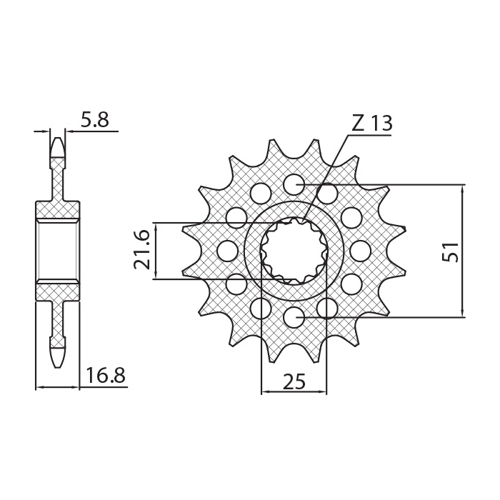 SUNSTAR front sprocket 2042 16 HONDA NC 750X/S/DCT '14-'15, INTEGRA 750 DCT '14-'15 (JTF1373.16) (pitch 520) (204216JT)