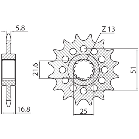 SUNSTAR priekinė žvaigždė 2042 16 HONDA NC 750X/S/DCT '14-'15, INTEGRA 750 DCT '14-'15 (JTF1373.16) (žingsnis 520) (204216JT)