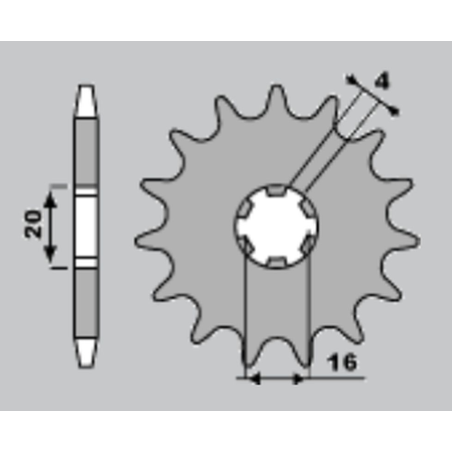 JR priekinė žvaigždė 560 14 KAWASAKI KX 80/85 (JTF546.14)