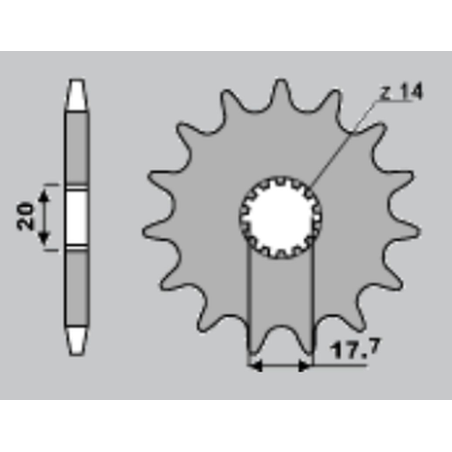 CHT priekinė žvaigždė 577 13 YAMAHA YZ 85 '02-'15 (JTF558.13)* (žingsnis 428)