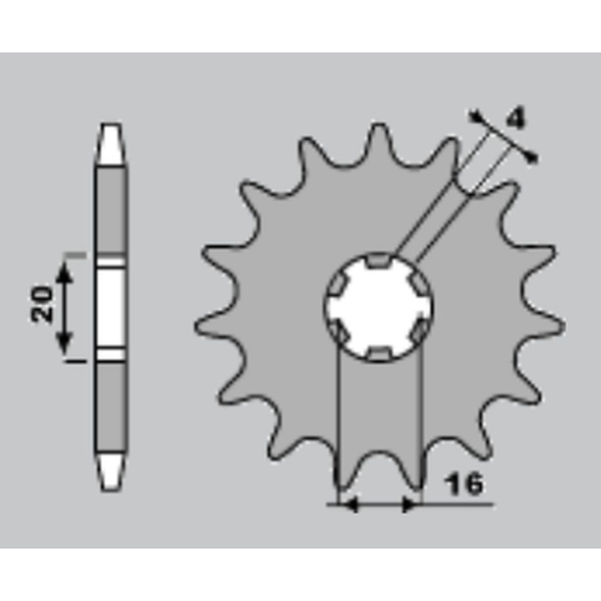 JR front sprocket 416 14 YAMAHA YZ 80 '93-'01, SUZUKI RM 80/85 '89-'21