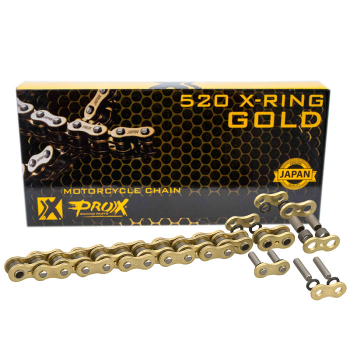 PROX varomoji grandinė X-RING GOLD 520/120 jungčių spalva auksinė (grandinės jungtis komplekte) (37,8KN)