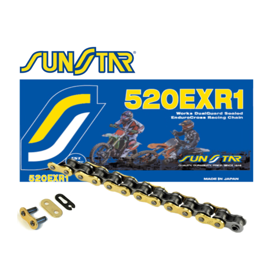SUNSTAR chain 520EXR1-114G ENDURO up to 450cc (DG RING) color gold (520VT2) separated + chain link (520EXR1114G)