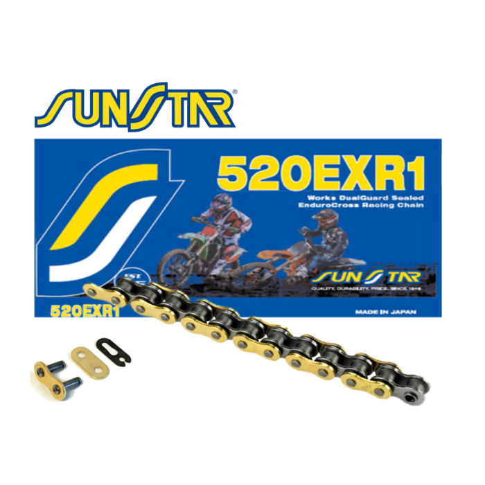 SUNSTAR chain 520EXR1-108G ENDURO up to 450cc (DG RING) color gold (520VT2) separated + chain link (520EXR1108G)