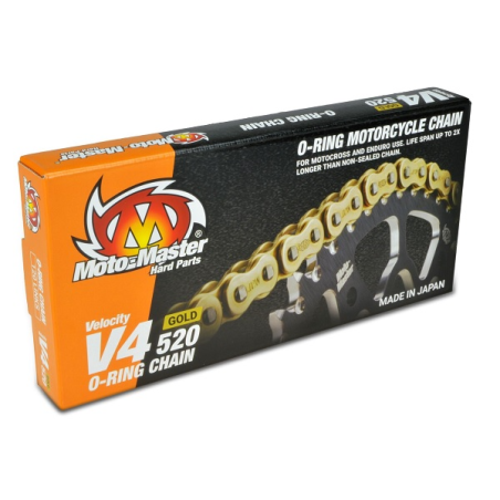 MOTO-MASTER grandinė V4-520G O-RING GOLD CHAIN grandinė spalva auksinė (120 jungčių, grandinės jungtis komplekte)