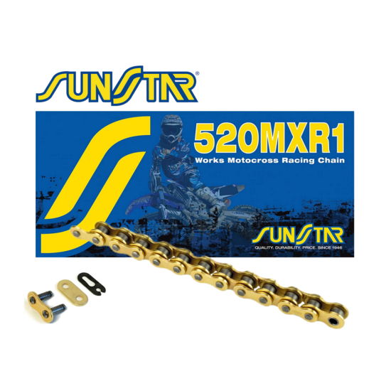 SUNSTAR chain 520MXR1-122G MOTOCROSS up to 500cc, color gold (39.9KN) (520ERT3) separated + chain link