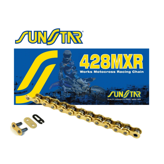 SUNSTAR step 428MXR-132G (428NZ3) MOTOCROSS up to 150cc (color gold) (22.2KN) separated + chain link