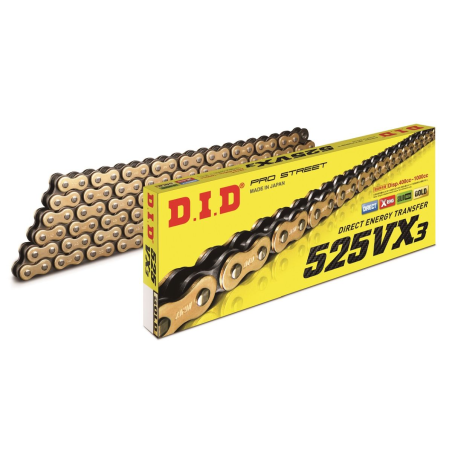DID 525 VX3 GB-114 chain gold (114 links) X-RING (separated + link)