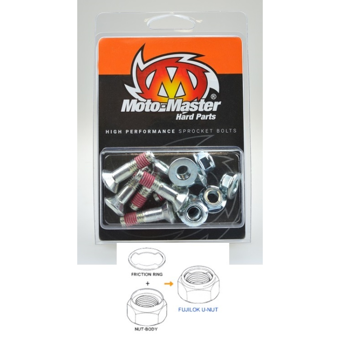 MOTO-MASTER rear sprocket bolts M8X30MM (6pcs.) FUJILOK U-NUT (INSULATED) HONDA/YAMAHA/SUZUKI/KAWASAKI