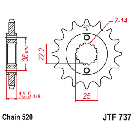 SUNSTAR front sprocket 2249 15 DUCATI PANIGALE 1199/1299 '12-'16 (JTF749.15) (pitch 525) (224915)