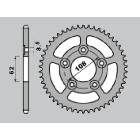 PBR rear sprocket 714 50 APRILIA 125 RS SPORT PRO '93-'05, CAIVA MITO SORT PRO '92-'03 (chain 415)
