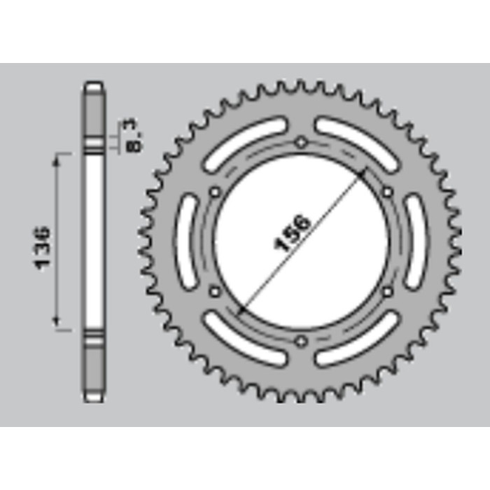 PBR rear sprocket 830 43 C45 HUSQVARNA TE 410 '01-02, TE 610 '01-04, SM 610 '98-04 (pitch 520)