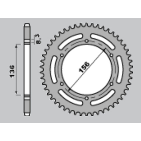 PBR rear sprocket 830 43 C45 HUSQVARNA TE 410 '01-02, TE 610 '01-04, SM 610 '98-04 (pitch 520)