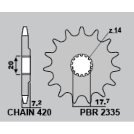 PBR rear sprocket 4738 47 YAMAHA YZ 65 '18-'19